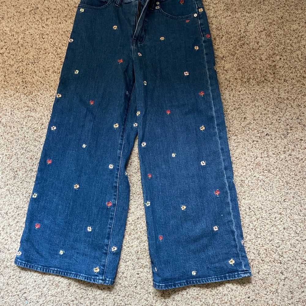 Floral Embroidered Blue Jeans
